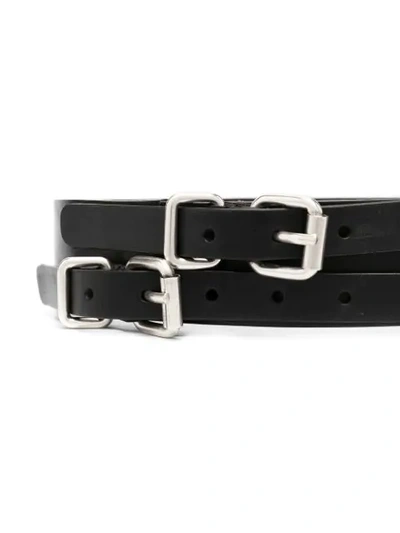Shop Andrea Ya'aqov Square Buckle Leather Belt In Black