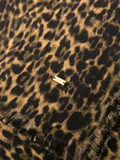 Shop Saint Laurent Leopard-print Shawl In Black