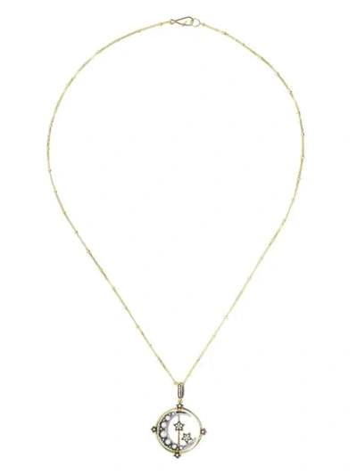Shop Annoushka 18kt Yellow Gold Mythology Spinning Moon Diamond And Freshwater Pearl Necklace In 18ct Yellow Gold