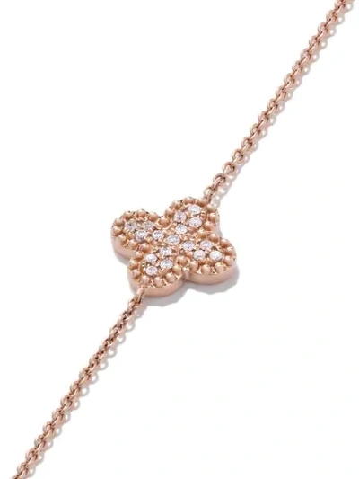 Shop As29 18kt Rose Gold Mye Clover Beading Pave Diamond Bracelet