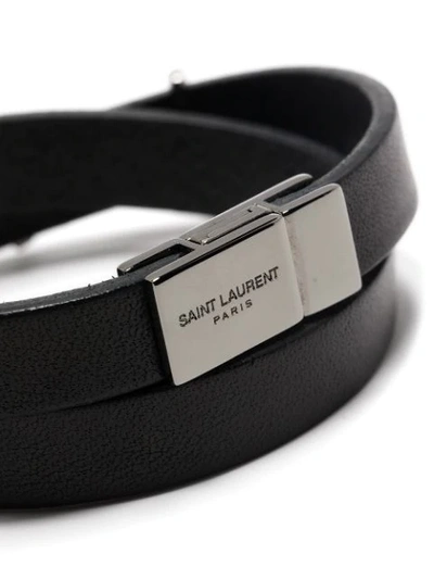 Shop Saint Laurent Opyum Logo Plaque Bracelet In Black