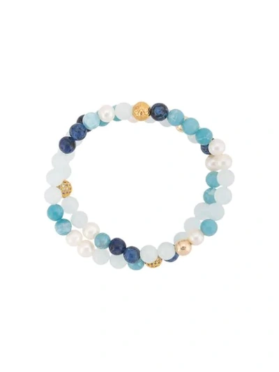 Shop Nialaya Jewelry Beaded Wrap Bracelet In Blue