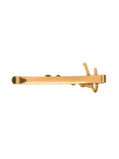 Shop Versace Crystal Logo Hair Pin In Gold