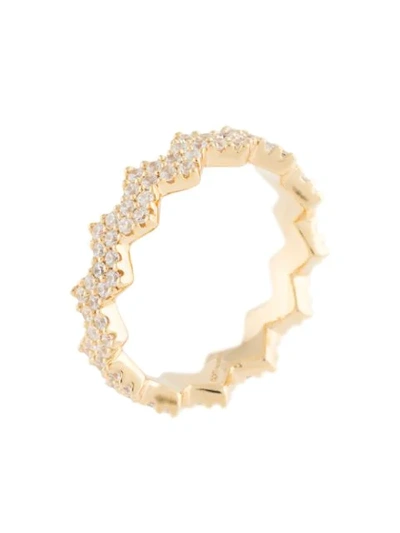Shop Apm Monaco Soleil Up And Down Paved Ring In Gold