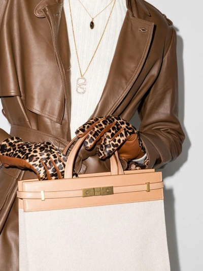 Shop Agnelle Chloe Leopard-print Gloves In Brown