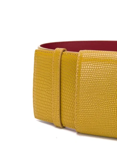 Shop Marni Wide Leather Belt In Yellow