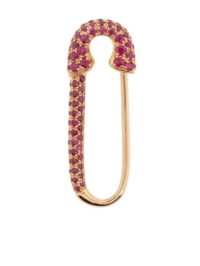 Shop Anita Ko 18kt Rose Gold Ruby Safety Pin Earring In Pink