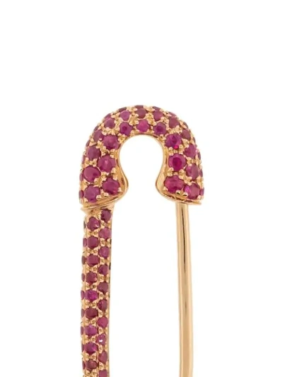 Shop Anita Ko 18kt Rose Gold Ruby Safety Pin Earring In Pink