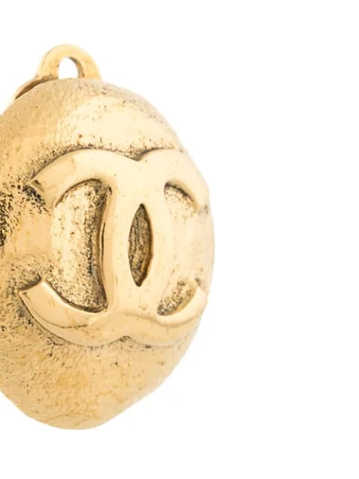 Pre-owned Chanel 1990s Cc Button Earrings In Gold