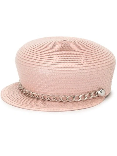 Shop Eugenia Kim Sabrina Chain-trim Hat In Pink