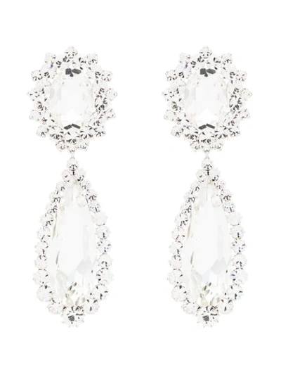 Shop Alessandra Rich Silver-tone Crystal Drop Earrings In Metallic