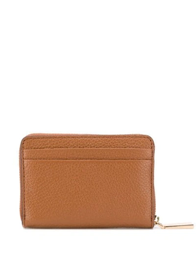 Shop Michael Michael Kors Zip-around Logo Wallet In Brown