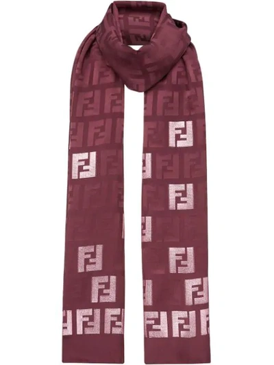 Shop Fendi Ff Monogram Scarf In Red