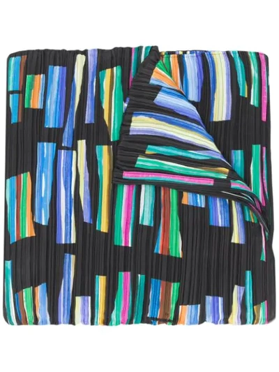 Shop Issey Miyake Hopscotch Print Pleated Scarf In Black