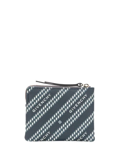 Shop Givenchy Logo Diagonal Stripe Coin Purse In Blue