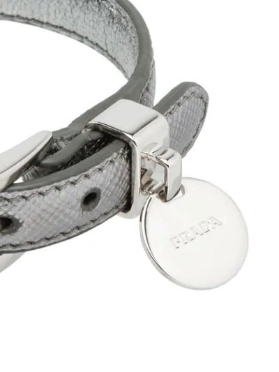 Shop Prada Saffiano Leather Bracelet In Metallic