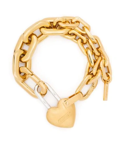 Shop Ambush Heart Padlock Chain-link Bracelet In Gold