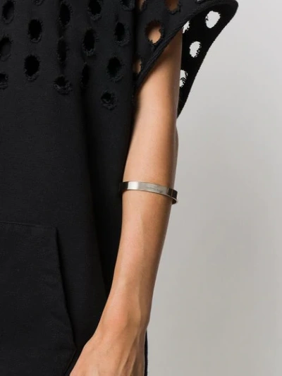 Shop Maison Margiela Engraved Logo Cuff Bracelet In Silver