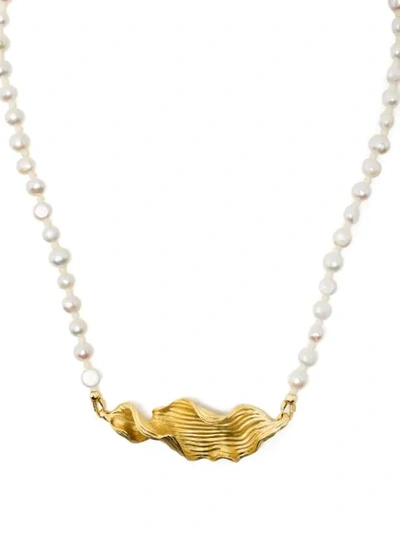 Shop Anni Lu Seaweed Pearly Necklace In Gold