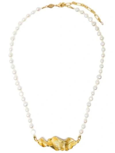 Shop Anni Lu Seaweed Pearly Necklace In Gold