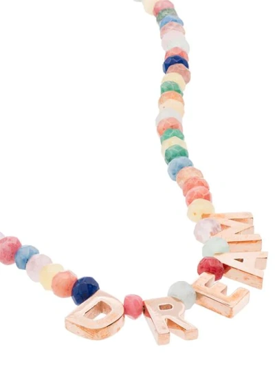 Roxanne First 14kt Rose Gold Jade Letter Charm Necklace In Pink