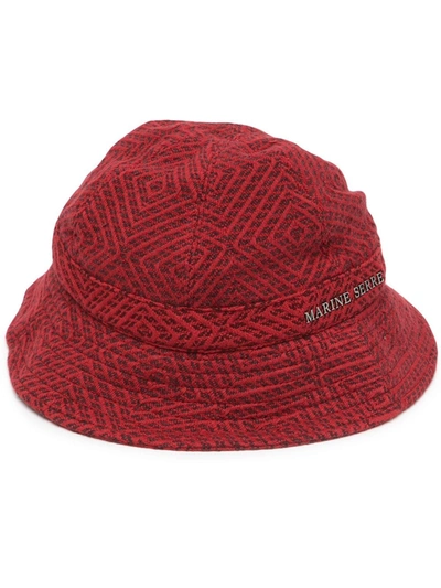Shop Marine Serre Logo-plaque Bucket Hat In Red