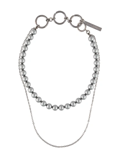 Shop Marine Serre Double Layer Hybrid Necklace In Silver
