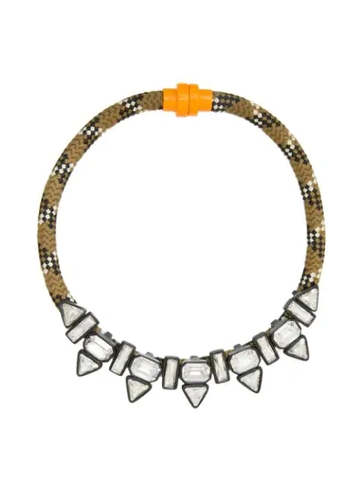 Shop Osklen Riche Embellished Necklace In Green