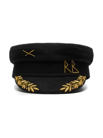 Shop Ruslan Baginskiy Embroidered Wool Cap In Black