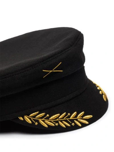 Shop Ruslan Baginskiy Embroidered Wool Cap In Black