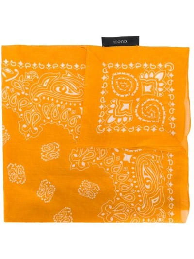 Shop Gucci Bandana Printed Neckscarf In Orange