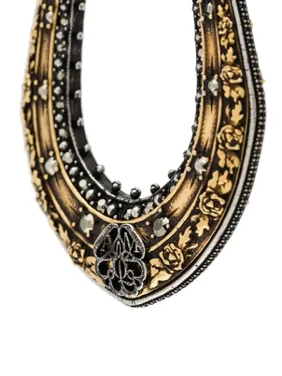 Shop Alexander Mcqueen Ornate Hoop Earrings In Gold