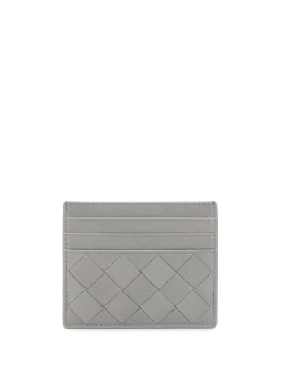 Shop Bottega Veneta Intrecciato Weave Cardholder In Grey