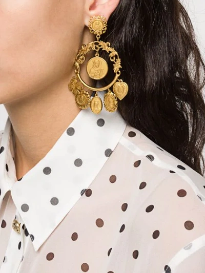 Shop Dolce & Gabbana Votive Image Drop Earrings In Gold