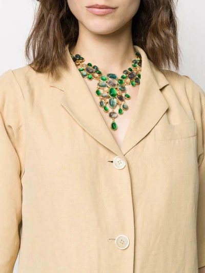 Shop Goossens Cocktail Cabochons Necklace In Green