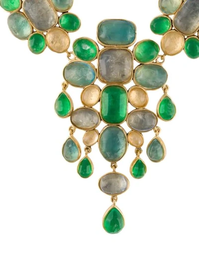 Shop Goossens Cocktail Cabochons Necklace In Green