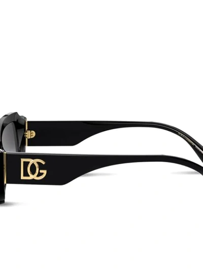 Shop Dolce & Gabbana Rectangular Gradient Sunglasses In Black