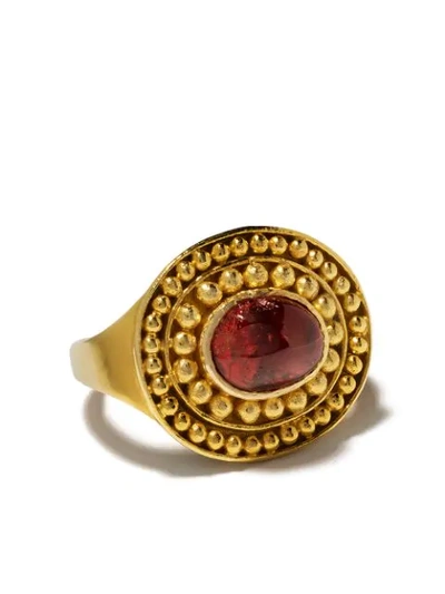 Shop Pippa Small 18kt Yellow Gold Zarni Large Ring In Red And Yellow