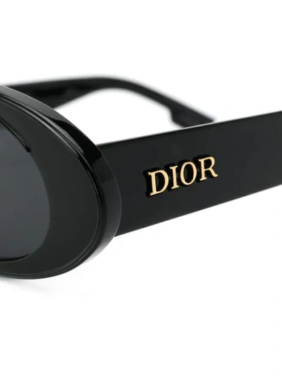 Shop Dior Oblique Oval Frame Sunglasses In Black
