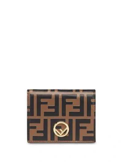 Shop Fendi Monogram Wallet In Brown