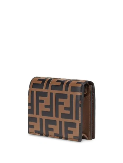 Shop Fendi Monogram Wallet In Brown