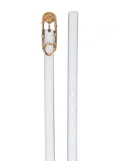 Shop Versace Safety Pin Buckle Belt In White