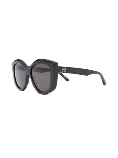 Shop Balenciaga Dynasty Oversized Geometric-frame Sunglasses In Black