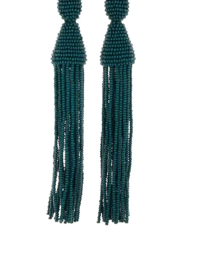 Shop Oscar De La Renta Beaded Tassel Earrings In Green