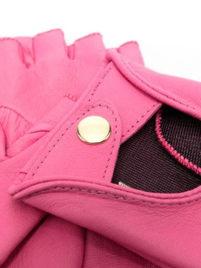 Shop Manokhi Fingerless Leather Gloves In Pink