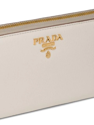 Shop Prada Logo-plaque Zipped Continental Wallet In White