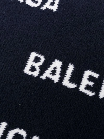 Shop Balenciaga All-over Logo Scarf In Blue