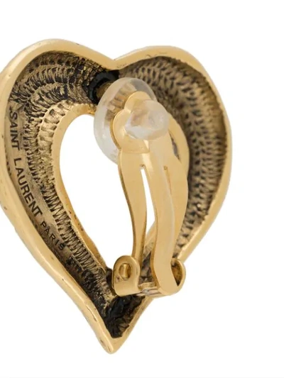Shop Saint Laurent Heart Clip-on Earrings In Gold