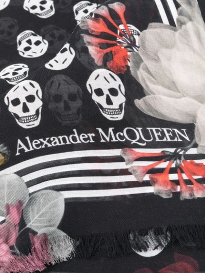 Shop Alexander Mcqueen All-over Skull Print Scarf In Black