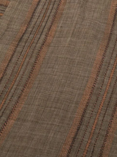 Shop Brunello Cucinelli Striped Lightweight Scarf In Brown